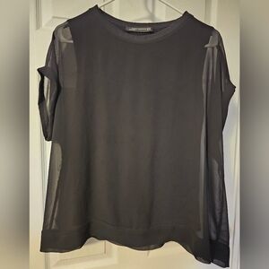 Zara Woman Black Sheer Sleeve Tee Size XS